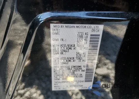 2015 Infiniti Qx60 из США, поврежденный, VIN 5N1AL0MM0FC500204